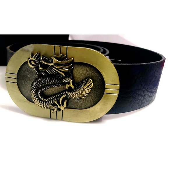 evgothicjewelry Dark Brown Leather Dragon Design Size M Belt - Picture 5 of 8